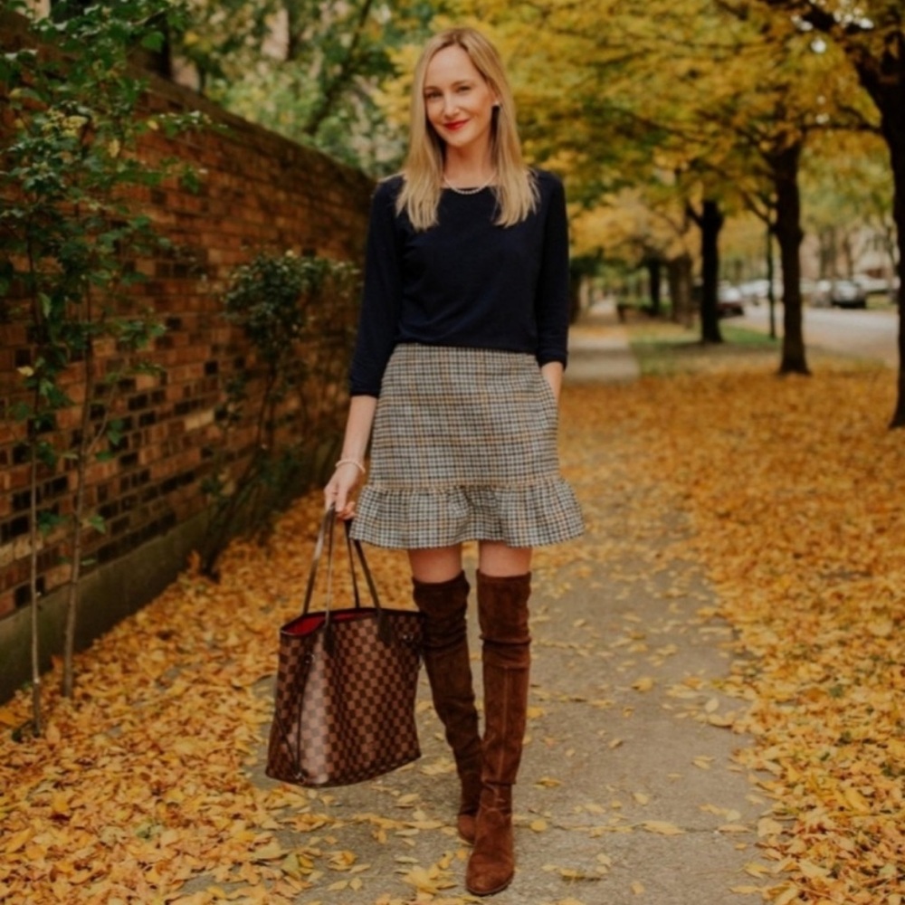 NWOT J. Crew Houndstooth Ruffle Skirt, Size 12T